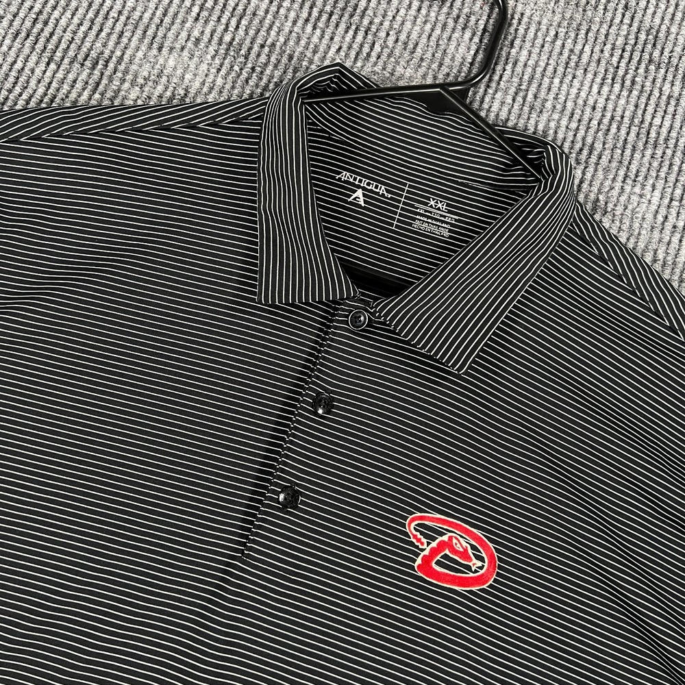 Arizona Diamondbacks Polo Shirt Mens 2XL XXL Black Striped Short Sleeve MLB